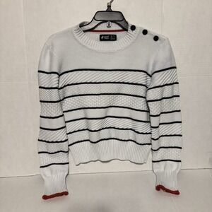 Cuidado Con El Perro Knit Sweater White Stripped Blue  Size Small